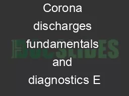 Corona discharges fundamentals and diagnostics E