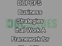 Business Strategies that Work A FRAMEWORK FOR DISABILITY INCLUSION DUPCFS  Business Strategies
