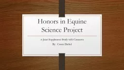 Honors in Equine Science Project