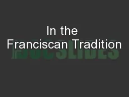 In the Franciscan Tradition