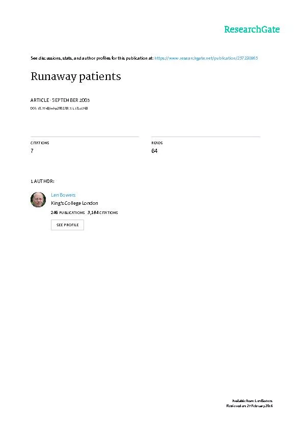 Runaway patients