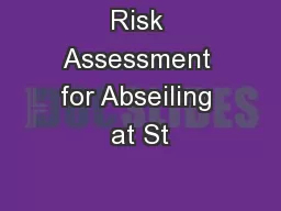 Risk Assessment for Abseiling at St