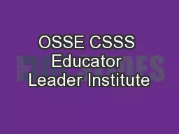 OSSE CSSS Educator Leader Institute