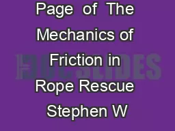 Page  of  The Mechanics of Friction in Rope Rescue Stephen W