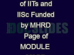 NPTEL Chemical Mass Transfer Operation  Joint initiative of IITs and IISc Funded by MHRD Page of MODULE  MASS TRANSFER COEFFICIENTS LECTURE NO