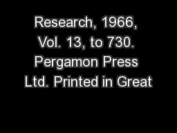 Research, 1966, Vol. 13, to 730. Pergamon Press Ltd. Printed in Great