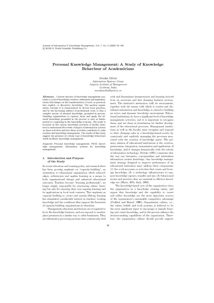 JournalofInformation&KnowledgeManagement,Vol.7,No.2(2008)93