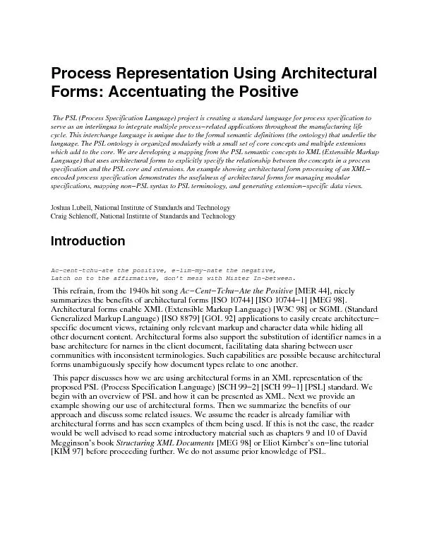 Process Representation Using ArchitecturalForms: Accentuating the Posi
