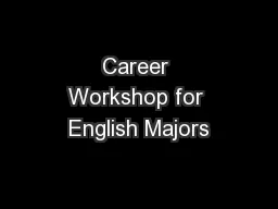 Career Workshop for English Majors