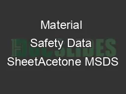 Material Safety Data SheetAcetone MSDS
