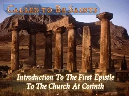 Introduction To The First Epistle To The Church At Corinth