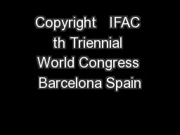 Copyright   IFAC th Triennial World Congress Barcelona Spain