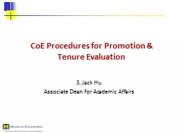 CoE  Procedures for Promotion & Tenure Evaluation