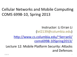 Cellular Networks and Mobile Computing