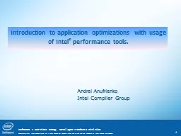 1 Introduction to application optimizations with usage of