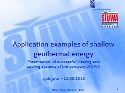 Application examples of shallow  geothermal energy