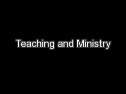 Teaching and Ministry