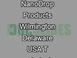 Thermo Fisher Scientific  NanoDrop Products Wilmington Delaware USA T echnical support