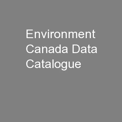 Environment Canada Data Catalogue