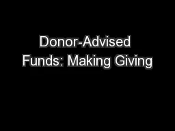 Donor-Advised Funds: Making Giving