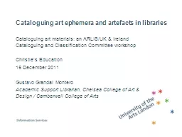 Cataloguing art ephemera and artefacts in libraries