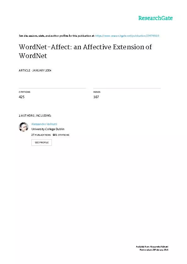 WordNet-Affect:anAffectiveExtensionofWordNetCarloStrapparavaandAlessan