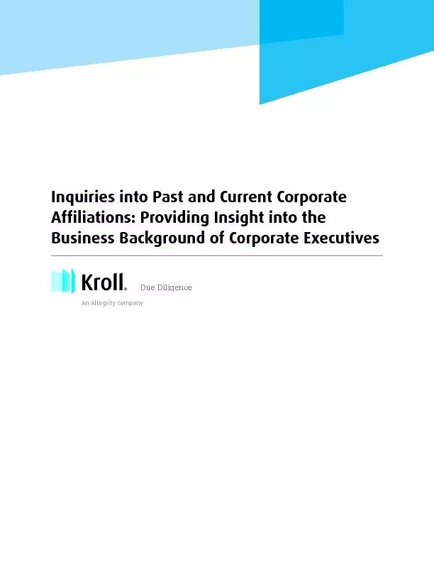 Inquiries into Past and Current Corporate