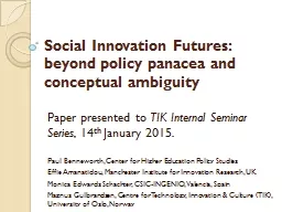 Social Innovation Futures: beyond policy panacea and concep
