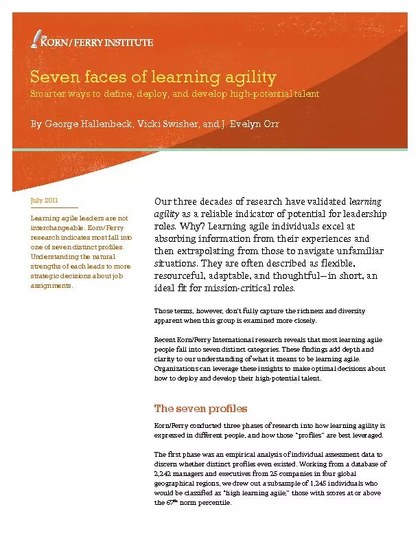 Seven faces of learning agilitySmarter ways to dene, deploy, and deve
