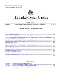 THE SASKATCHEWAN GAZETTE, O