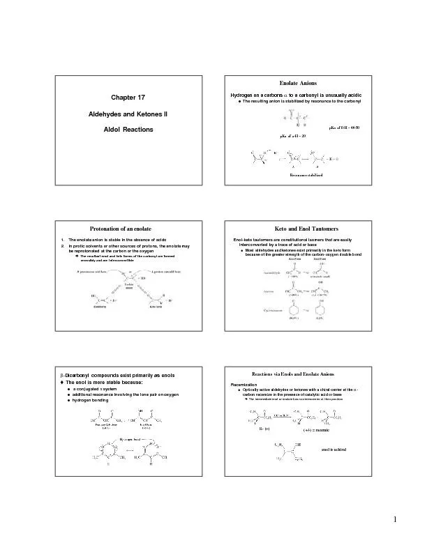 Chapter 17Aldehydes and Ketones IIAldol