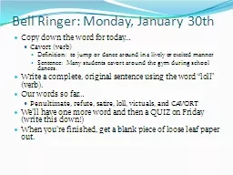 Bell Ringer: Monday, January 30th