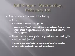 Bell Ringer:  Wednesday, February 1st