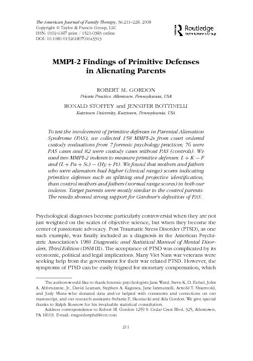 MMPI-2FindingsofPrimitiveDefensesresponses.Situationalimpressionmanage