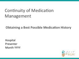 Continuity of Medication Management
