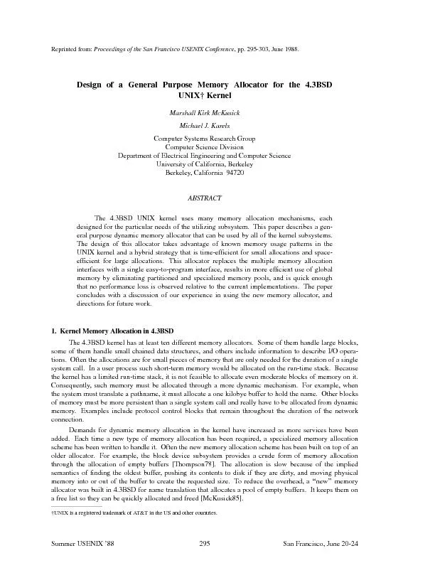 Proceedings of the San Francisco USENIX Conference,pp. 295-303, June 1