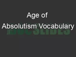 Age of Absolutism Vocabulary