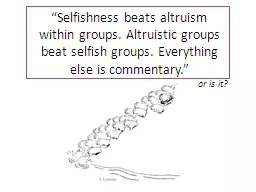“Selfishness beats altruism