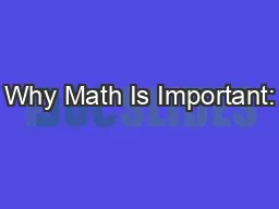 Why Math Is Important: