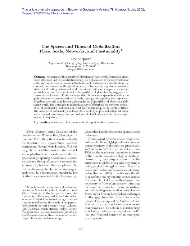 The Spaces and Times of Globalization:Discussions of the spatiality of