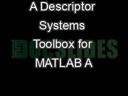 A Descriptor Systems Toolbox for MATLAB A