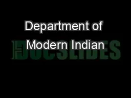 Department of Modern Indian