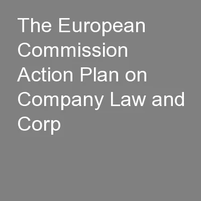 The European Commission Action Plan on Company Law and Corp