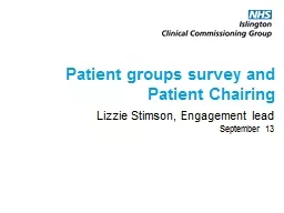 Patient groups survey and Patient Chairing