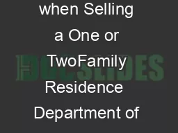 A Guide to the Massachusetts Requirements when Selling a One or TwoFamily Residence  Department
