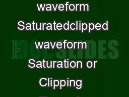 SATURATION Saturation or Clipping Original waveform Saturatedclipped waveform  Saturation