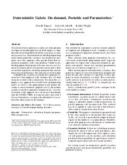 Deterministic Galois Ondemand Portable and Parameterless Donald Nguyen Andrew Lenharth