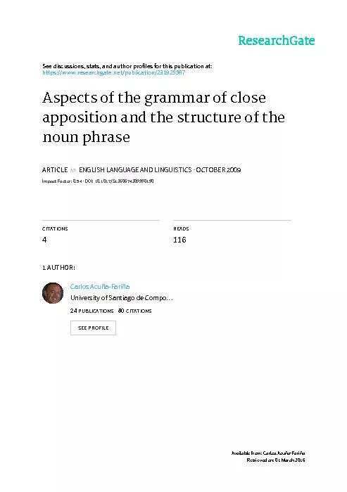 ASPECTSOFTHEGRAMMAROFCLOSEAPPOSITIONANDTHESTRUCTUREOFTHENOUNPHRASE
...