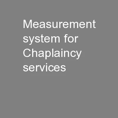 Measurement system for Chaplaincy services