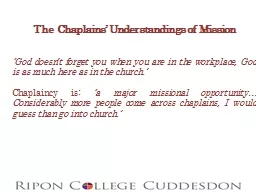 The Chaplains’ Understandings of Mission